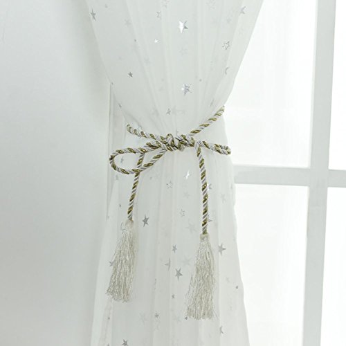 Norbi Fresh Floral Print Tulle Voile Door Window Rom Curtain Drape Panel Sheer Scarf Valances (White L) - Thumbnail 4