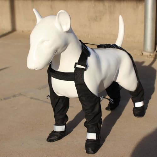 Dog Shoes, Dog Boots With Suspenders, Adjustable Washable Non-Slip Dog Shoes For Walking, Comfortable Dog Snow Boot, Paw Protectors With Reflective Straps For Small Medium Large Dog (L)