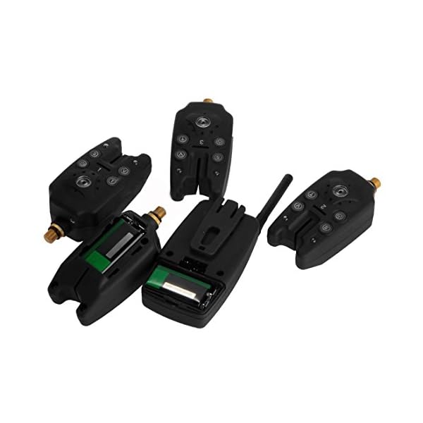Ray-JrMALL-Set-4-PCS-Wireless-Blue-LED-Fishing-Bite-Alarms-Receiver-Carp-Running-Black Ray-JrMALL-Set-4-PCS-Wireless-Blue-LED-Fishing-Bite-Alarms-Receiver-Carp-Running-Black