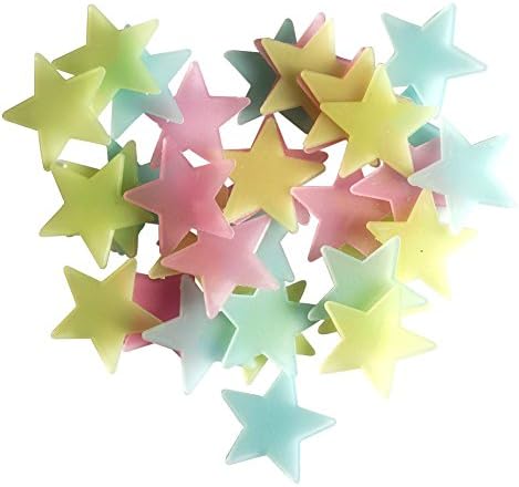 Rainyway 100Pcs/Pack Stars Glow in the Dark Luminous Fluorescent Plastic Wall Stickers, Removable Diy Home Decorations Art Decor Wall Stickers &amp; Murals for Kids Bedroom (Multi-Color)