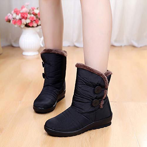 Teresamoon Women's Ladies Winter Waterproof Short Snow Boots Footwear Warm Shoes (Black/38)
