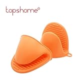 Silicone Heat Resistant Cooking Pinch Mitts, Mini Oven Mitts, Gloves, Cooking Pinch Grips, Pot Holder and potholder for kitchen, by Topshome (Orange)