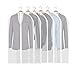 homeminda Garment Bags Clear,40in Moth Proof Garment Bag, White Hanging Lightweight Breathable Dust Cover with Full Zipper for Suit Jacket Clothes Closet Pack of 6