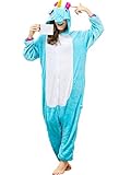 iSZEYU Adult Pajamas Unicorn Costume Onesies for Women Men Teen Girl Animal Onsie Youth,Blue Unicorn,S Fit Height 59