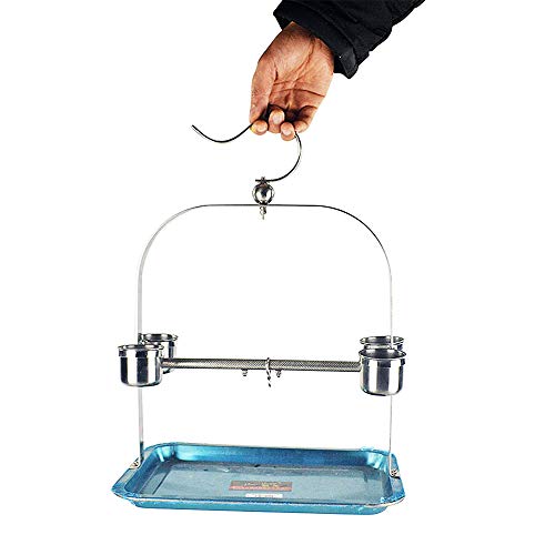 Borange Parrots Playstand Bird Playground Stainless Bird Perch Stand Bird Swing Exercise Playgym with Feeder Cups for Electus Cockatoo Parakeet Conure Cockatiel Cage Accessories Exercise Toy - Thumbnail 2