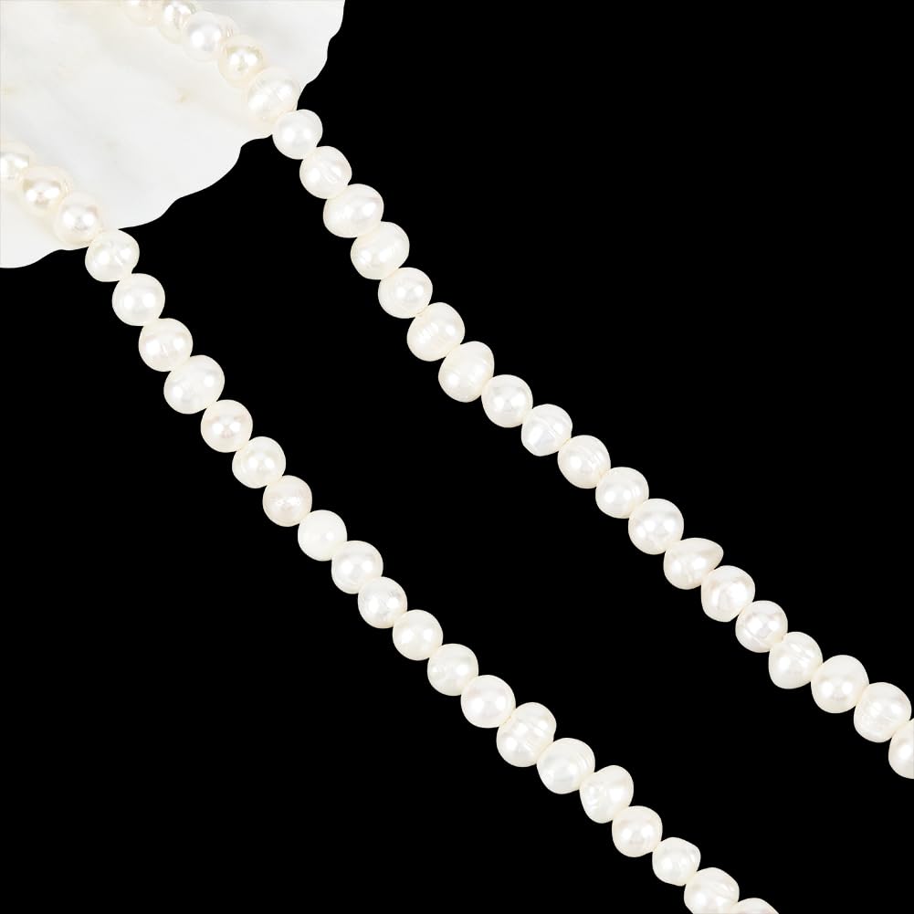 NBEADS About 60 Pcs Grade A Natural Cultured Freshwater Pearl Beads, 5mm Potato Shape Freshwater Pearl White Loose Freshwater Pearl Charms Beads for Craft Earring Bracelet Jewelry Making — image 1