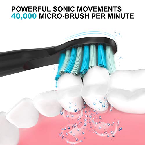 Electric Toothbrush Powerful Sonic Cleaning - ADA Accepted Toothbrush with Smart Timer 4 Hours Charge Minimum 30 Days Use 5 Optional Modes Whitening Toothbrushes for Adults with 3 Brush Heads Black Electric Toothbrush Powerful Sonic Cleaning - ADA Accepted Toothbrush with Smart Timer 4 Hours Charge Minimum 30 Days Use 5 Optional Modes Whitening Toothbrushes for Adults with 3 Brush Heads Black
