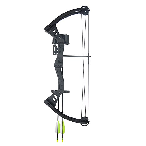iGlow 19-25 lb Black Archery Hunting Compound Bow +Quiver +Armguard +2 24' Arrows / Bolts 75 70 55 40 30 lbs Crossbow