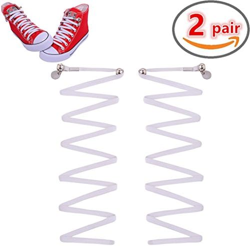 Tieless Shoelaces, Yberlin 2 Pair Easy Open No Tie Shoelaces/Shoestrings, Flat Elastic Stretch Design for Kids&amp;adults Tieless with Anchoring-Spikes Matching Sneakers, Running Shoe and Any Shoes