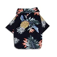 CheeseandU Pet Hawaiian Shirt, NewStyle Summer Beach Vest Short Sleeve Pet Clothes Dog Top Floral Pineapple T-Shirt Hawaiian Tops Dog Beach Apparel for Small Dogs Breeds Cats, Dark Blue