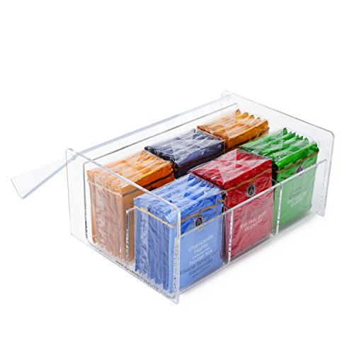 Stock Your Home Acrylic 6 Section Tea Bag Box (Clear) (8.5"L x 5.5"W x 3.5"H) Pricepulse