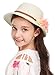 Summer Baby Girl Half a Flanging Straw Hat Beach Sun Cap with Two Flowers,White