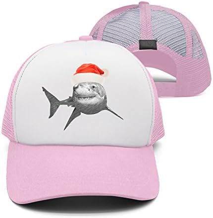 Unisex Snapback Mesh Trucker Cute Shark with Santa Hat Baseball Cap Men