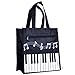 Piano Keys Music Waterproof Oxford Cloth Handbag Shoulder Tote Shopping Bag Gift (Black-Small-2)