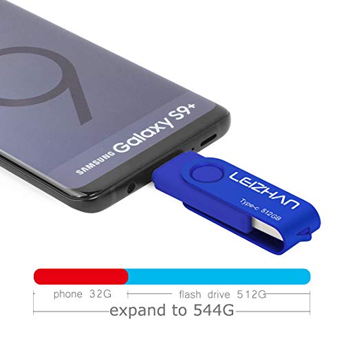 leizhan 128 gb USB Flash Drive USB 3.0 Type C Phone Picture Stick for Samsung Galaxy S10+, S10e, S10,S9, Note 9, S8, S8 Plus,Google Pixel XL Thumb Drive, Blue