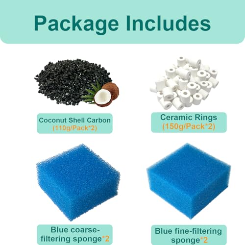 beaufan Aquarium Filter Set Compatible with Juwel Bioflow 3.0M (2 Blue Thin Sponges, 2 Blue Coarse Sponges, 2 Green Sponges, 2 Activated Carbon Sponges, 6 Filter Wadding, 2 Carbon Filters