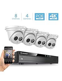 Amcrest - Sistema de cámara de seguridad 4K 8CH PoE NVR, cámaras IP POE con cúpula de metal (3840 x 2160)