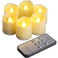 PChero 6pcs LED Flameless Candles with Remote Control and Timer Function, Brightness and Flicker/Continuous Bright Adjustable, Last More Than 200 Hours