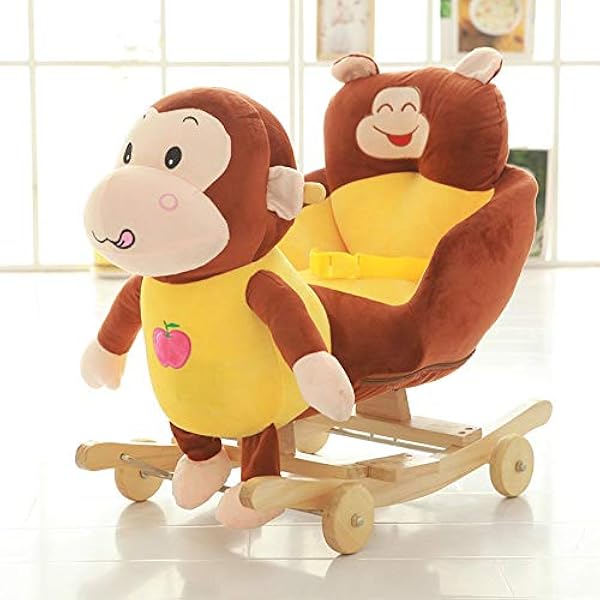 Xiuyu Bebe Cheval A Bascule En Bois 2 En 1 Double Utiliser Avec Roues Rocking Horse