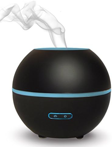 Simply Diffusers | POMPEII Aromatherapy 2-Button Essential Oil Diffuser | Cool Mist Ultrasonic Diffusion | LED Color Spectrum Lighting | 165ml Capacity and Safety Auto-Shut Off Feature (Black)