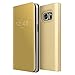 Galaxy S7 Edge Case, AICase Luxury Translucent View Window Sleep/Wake Up Function Cover Mirror Screen Flip Electroplate Plating Stand Full Body Protective Case for Samsung Galaxy S7 Edge (Gold)