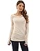 PattyBoutik Women's Crew Neck Lace Long Sleeve Top (Creamy White S)