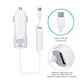 Car Charger, NOOTPRODUCTS Ultra Fast USB Coiled Retractable Car Charger with Smart-IQ Technology for Samsung Galaxy / Google Nexus / Motorola / Nokia / HTC / Amazon Fire and many more (2.1 Amp Car Charger)