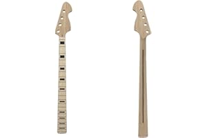 Yinfente Bass Guitar Neck 22fret 34inch Maple guitar Fretboard Block Inlay DIY Guitar Block Inlay (Maple Fretboard)