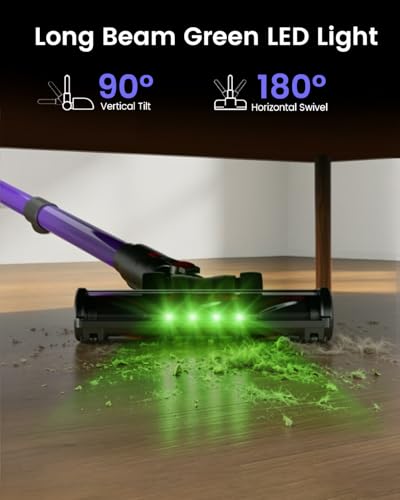 COTIAR Cordless Vacuum Cleaner, 120Mins Runtime with 2 Batteries, 500W 40KPa Vacuum Cleaners for Home, Green Light Anti-Tangle Brush & Wall Mount Charging, Lightweight for Pet Hair Carpet Hard Floors
