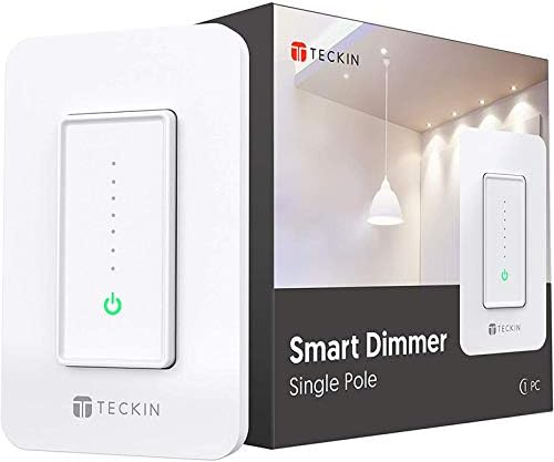 TECKIN Smart Dimmer Switch,WiFi Dimmer Light Switch Work with Alexa and Google Home and Siri,Remote and Voice Control,Schedule and Timer,Single Pole,No Hub Required