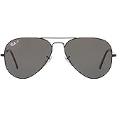 Ray-Ban Unisex RB3025 Classic Polarized Aviator Sunglasses, Black/Polarized Black, 58 mm
