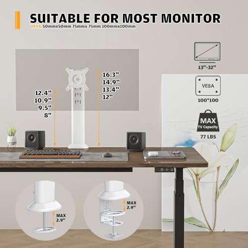 HEMUDU Single Desk Monitor Arm Mount Fits 13" to 32" Flat Curved Computer Screens Swivel Height Adjustable Rotatable Holds up to 77lbs