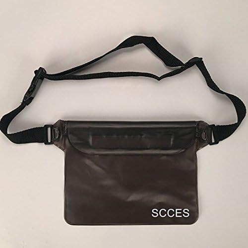 Waterproof Pouch with Waist Strap, SCCES 100% Waterproof Snowproof Dirtproof Sandproof Case Bag with Super Lightweight and Bigger Space, Adjustable Belt, Perfect for Beach Swimming Boating Fishing