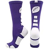 MadSportsStuff Football Logo Crew Socks (Purple/White, Medium)