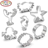 ANPOPO Under The Sea Cookie Cutter Set - 7 Piece - Seashell, Octopus, Seahorse, Starfish, Crab, Lobster and Heim Metal Cookie Cutters Shapes for Kids Birthday Party Supplies