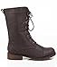 ROF Women's Military Combat Colored Lace Up Mid Calf Boots With Zipper Closure
