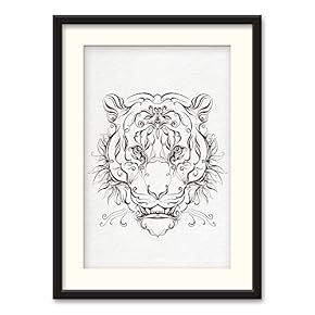 Black Paper Framed Canvas Wall Art for Living Room, Bedroom Black and White Beasts Canvas Prints for Home Decoration Ready to Hanging - 23x31 inches