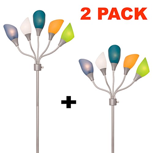 Light Accents Medusa Grey Floor Lamp with Acrylic Shades, Multicolored (2-Pack)