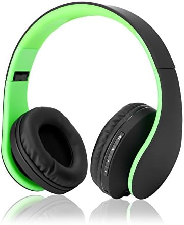 Wireless Headset, Amier Foldable Hi-Fi Stereo Over-Ear Headphone, Support SD and TF Card in Green Color