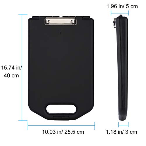 ZCZN Plastic Portable Clipboard Case, with Handle Suitable for School,Utility,Industrial Office, Medical Personnel, Black, Set of 2