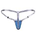 Agoky Men's Enhancing Bulge Pouch G-String Thongs Underwear Low Rise Breathable Bikini Brief T-Back Blue Medium (Waist 24.0