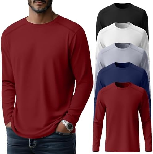 Evervibe 5 Pack Men's Big and Tall Shirts Long Sleeve V Neck Tee