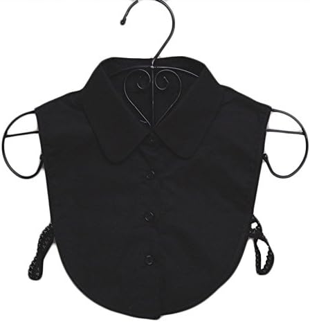 WZRT Shirt Fake Collar White &amp; Black Tie Vintage Detachable Collar False Collar Lapel Blouse Top Women (Black Round)