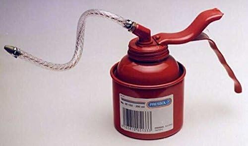 Oil Can Container in Steel, PVC Flexible Rod. Polyethylene Pump.