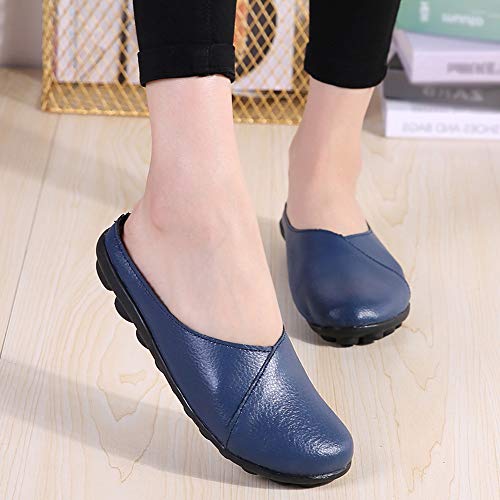 ▶HebeTop◄ Women's Rubber Sole Breathable Natural Walking Flat Loafer, Soft Bottom Shoes Light Blue - Thumbnail 4