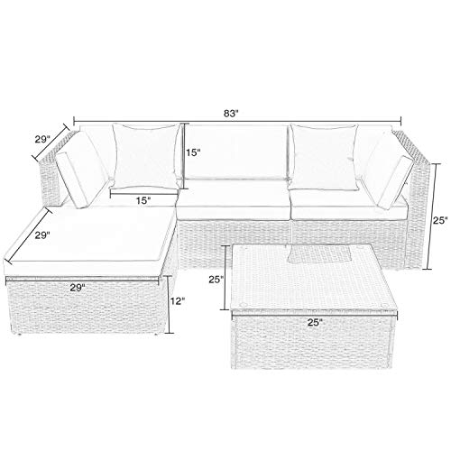 6 Devoko+Furniture+All+Weather+Sectional+Conversation