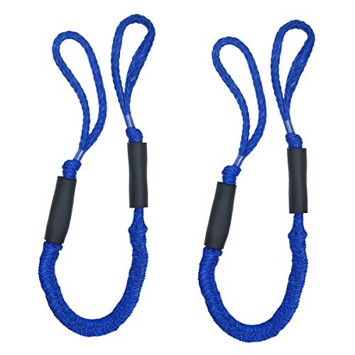 Boat Dock Lines Bungee Cord Stretch Rope Marine Mooring Rope 3.5 ft, Dark Blue 2 Pack