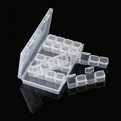 image for SEELOK 2 Pack 28 Grids Plastic Storage Boxes Diamond Painting Nail Acc