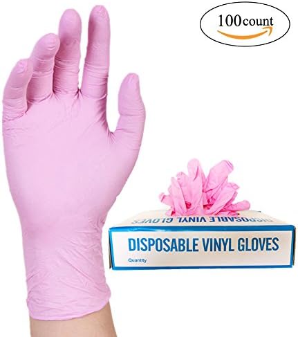 Nitrile Exam Powder-Free Gloves - disposable Food Grade Pink Gloves, Latex - Free, Non Sterile, Convenient Dispenser Pack of 100, Extra Large