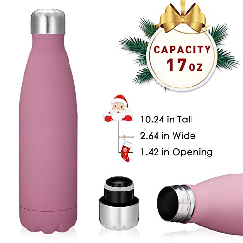 king do way 17oz Double Wall Vacuum Cool Insulation Stainless Steel Water Bottle Leak- Proof and No Sweating Perfect for Summer Outdoor Sports Camping Hiking Cycling (Pink)